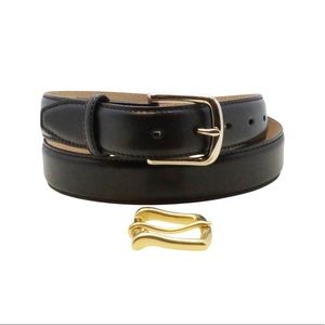 New Black Genuine Saddle Leather Belt 32mm Size 40